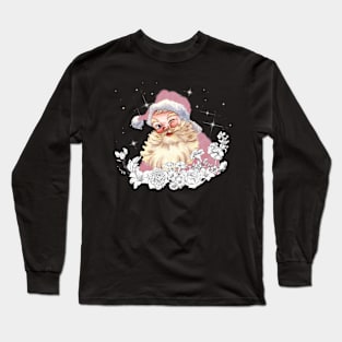 Cute pink Santa with vintage white flowers. Long Sleeve T-Shirt